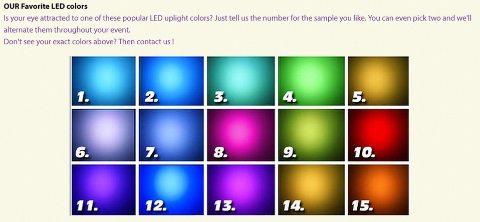 Uplighting Rgb Color Chart